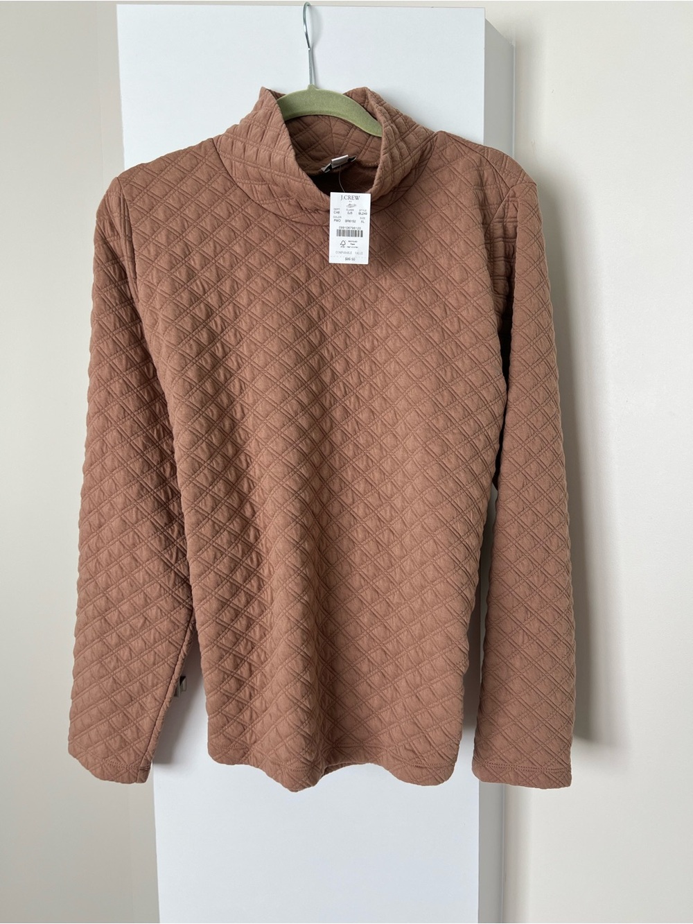 J. Crew Quilted Mock Neck Sweater - Rust Brown